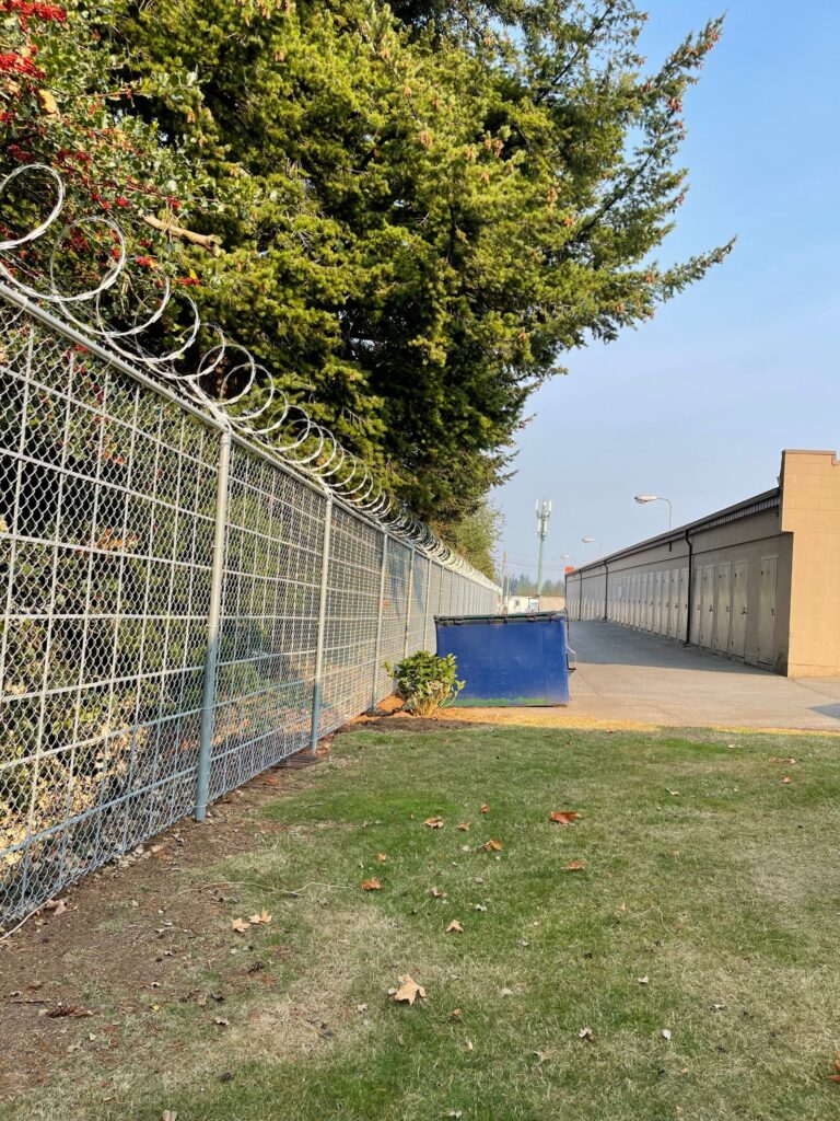 Black chain link fence installed around residential yard